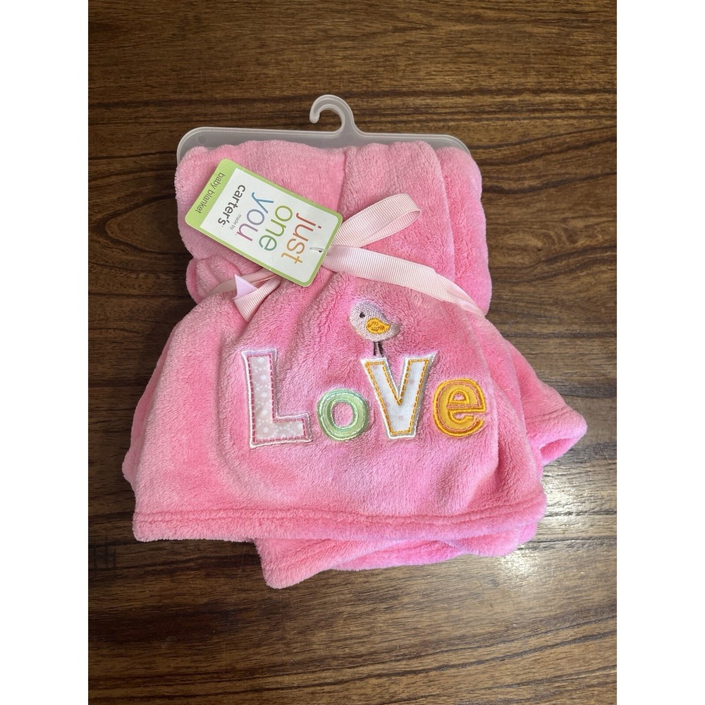 Just One You By Carters Pink Baby Blanket Love With A Bird 30x40‎